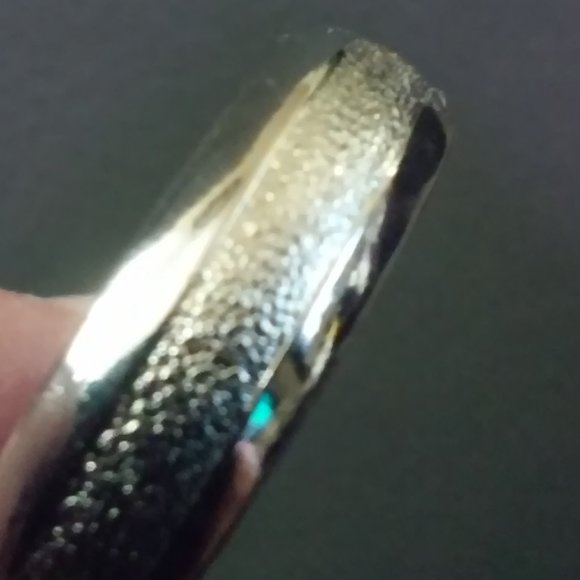 Silver Hoop Earrings Clip On 1 1/4" with Design On Them Silver - Picture 2 of 3